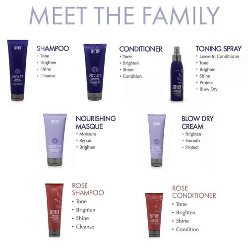 Vista 3 de Surface Hair Spray tonificante sin enjuague violeta rubio puro, potenciador de tono y tratamiento, elimina los tonos amarillos cobrizos, rubio