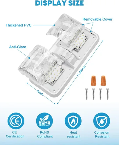 Vista 6 de Kohree Luces interiores de caravana, 5 unidades, luces LED de techo para caravana, luces de 12 V, lámpara de doble cúpula con interruptor