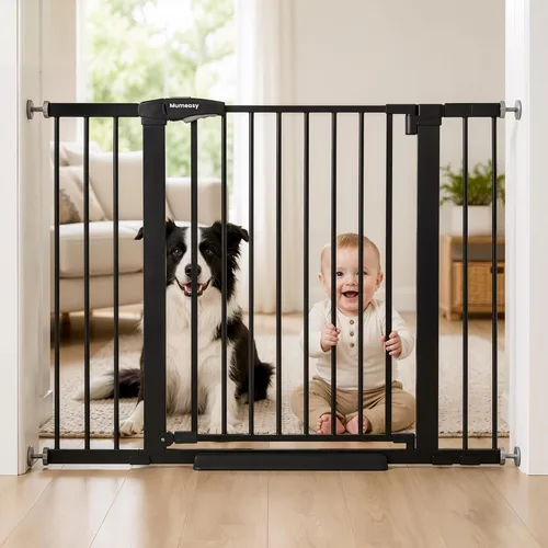 Vista 16 de Puerta de bebé para escaleras, puerta de perro con cierre automático de 29.7-43 pulgadas para puertas y pasillos, puerta para mascotas montada a