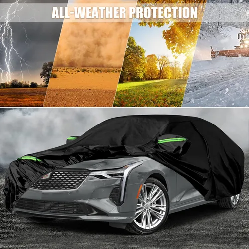 Vista 5 de Fundas impermeables para automóvil de repuesto para Cadillac CT4 2019-2025, cubierta para automóvil de 6 capas para todo clima con puerta