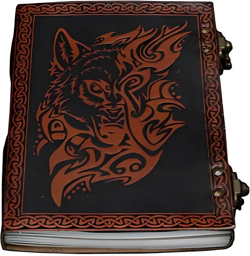 Vista 3 de Diario de Dragón de Cuero con Piedra: Diario de Dungeons and Dragons Cuaderno de Bocetos - Sombras para Hombres y Mujeres - 6 x 8 Pulgadas con 220