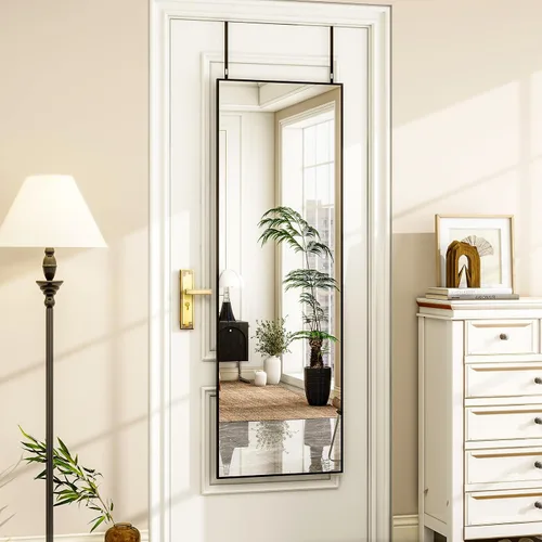 Vista 6 de HARRITPURE Espejo rectangular de cuerpo completo de 14 x 48 pulgadas, con marco de aluminio, espejo de pared y tocador inclinado para sala de estar