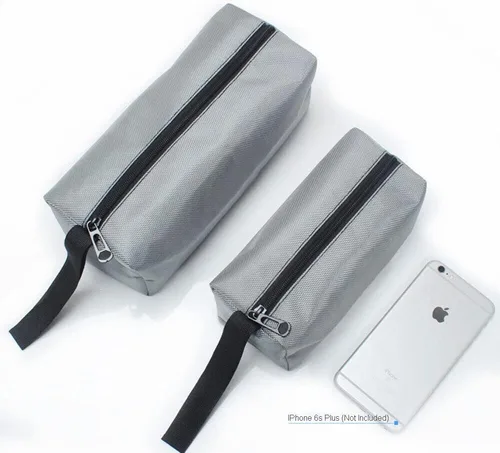 Vista 3 de 2 bolsas de lona portátiles para almacenamiento de herramientas, organizador de bolsa de transporte, bolsa con cremallera y lazo para colgar