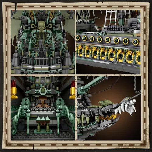 Vista 4 de JMBricklayer Set de Construcción de Barco Pirata para Adultos - Modelo de Barco Fantasma el Holandés Errante, 5865 Piezas Barco modelo grande