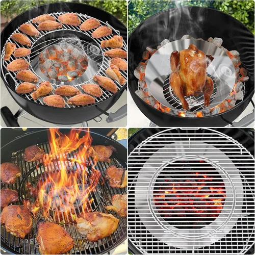 Vista 7 de onlyfire Soporte de Briquet de Carbón de Acero Inoxidable Barbacoa Whirlpool para Weber 26" Kettle Charcoal Grills