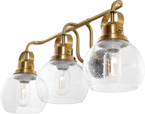 Vista 15 de JONATHAN Y Candelabro de metal con 1 luz de bronce aceitado dorado de 6 pulgadas, aplique de pared industrial para baño, con pantalla de vidrio