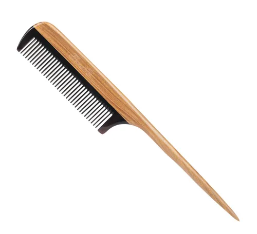 Vista 13 de Breezelike Peines para el cabello – Peine de cola de madera de dientes finos – Peine de madera de corazón morado sin estática con dientes de cuerno