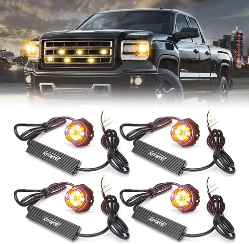 Vista 9 de Xprite - Juego de luces led estroboscópicas ocultas ámbar con 14 patrones de flash, luces estroboscópicas de parrilla para camiones, montaje