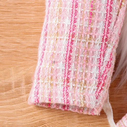Vista 3 de Fernvia Conjunto de 2 piezas de minifalda de punto con volantes y cuello alto para bebé niña