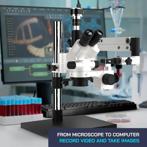 Vista 4 de Omano Xposure HDMI 2MP 1080P Cámara de microscopio digital para microscopios tradicionales, negro, fuente de luz LED