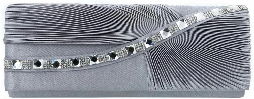 Vista 2 de Elegante Onda Cristal Plisado Satén Solapa Embrague Bolso de Noche - Diff Colors Avail