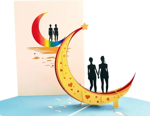 Vista 11 de iGifts And Cards Tarjeta emergente de corazón lesbiana 3D – Escultura de amor es amor para el mes del orgullo, salir y día de San Valentín – Regalo