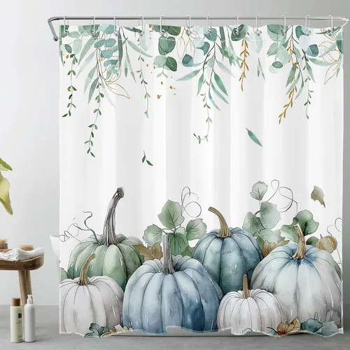 Vista 11 de LB Cortina de ducha espeluznante de Halloween, lindo fantasma en flores, árbol negro, luna llena, cortinas de ducha para baño, tela de poliéster