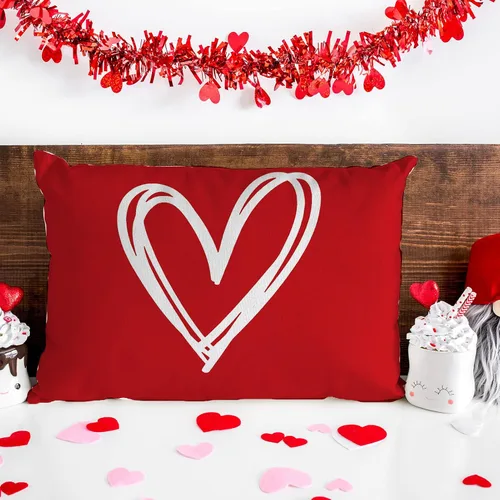 Vista 2 de Ogiselestyle Funda de almohada de corazón de amor, 12 x 20 pulgadas, para el día de San Valentín, día de la madre, aniversario, boda, decoración