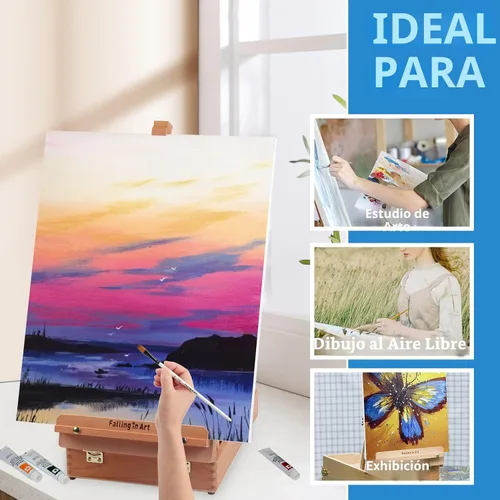 Vista 5 de Caballete de mesa de madera Falling in Art, caballete de escritorio de madera de haya Pintura, caballete de dibujo artístico portátil
