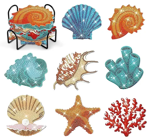 Vista 10 de 6 piezas de posavasos de pintura de diamante Posavasos de arte de diamante Pintura de arte de diamante de trasero de animal Regalo de arte