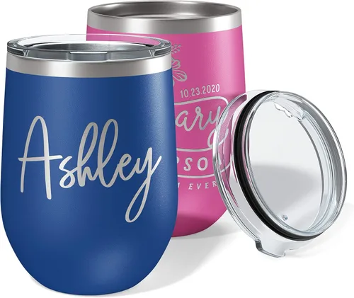 Vista 9 de Regalos para el Día de la Madre para mamá, vaso de vino personalizado con tapa, 12 onzas, negro, regalos personalizados para mujeres, vasos aislados