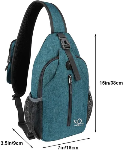 Vista 152 de Waterfly - Mochila cruzada tipo bandolera para viajes y caminatas, bolsa de pecho, Gris, talla única