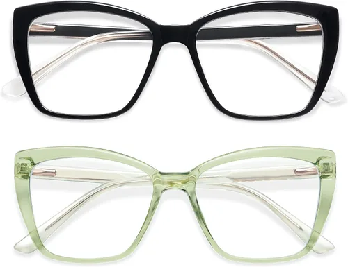 Vista 16 de AMOMOMA Trendy TR90 Gafas de Lectura Grandes con Filtro de Luz Azul para Mujeres, Elegantes Gafas Cuadradas Tipo Ojo de Gato AM6031