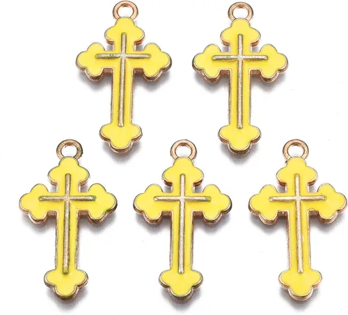 Vista 12 de Colgantes de aleación de cruz esmaltada Crucifijo Cruz Metal Colgantes para DIY Pendiente Pulsera Collar Llavero Joyería Fabricación Artesanía