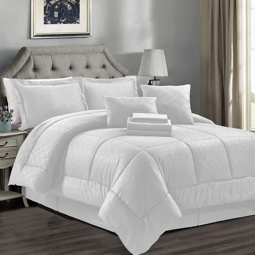 Vista 9 de JML - Juegos de edredón de ropa de cama de microfibra con fundas. Patrón bordado y acolchado de color sólido de lujo. Ideal para cualquier