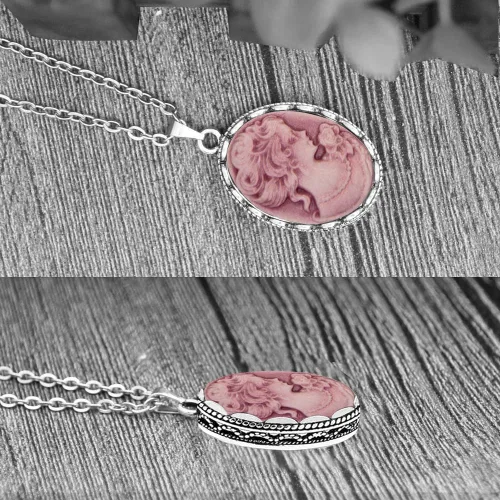 Vista 2 de Vintage Look Lady Queen Cameo Sets For Women Victoria Pendant Cameo Necklace Earrings Ring Bracelet Fashion Jewelry