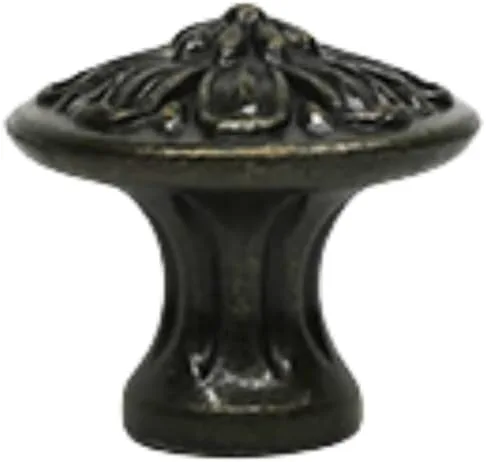 Vista 6 de Pomo de un solo agujero negro antiguo con diseño de pétalos vintage americano, accesorios de gabinete de aleación de zinc para tiradores de cocina