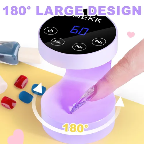 Vista 5 de MEKK Mini lámpara de uñas de curación flash, pequeña luz UV para uñas de Púrpura