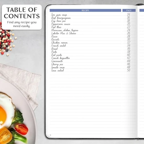 Vista 4 de Legend - Libro de recetas familiar en blanco para escribir tus propias recetas, diario de cocina vacío, cuaderno de cocina personalizado, tapa dura