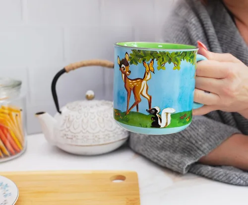 Vista 4 de Disney Bambi Meadow Scene - Taza de café de viaje sin BPA para café expreso, cafeína, cacao, esencial para el hogar y la cocina, bonitos regalos