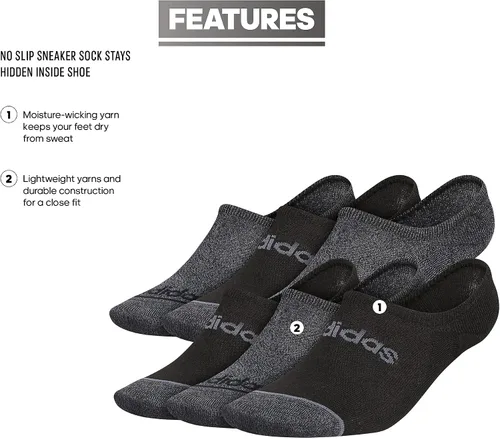 Vista 2 de adidas Men's Superlite Linear 3.0 Super No Show Socks (6-Pair)
