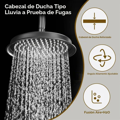 Vista 4 de Sistema de ducha, juego de grifo de ducha de 9 pulgadas con mano, color Negro