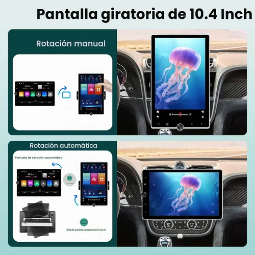 Vista 6 de 2G+64G Solo DIN Android Car Stereo 10.4 pulgadas Rotatorio Vertical Pantalla Táctil Radio con Carplay Inalámbrico y Android Auto/EQ