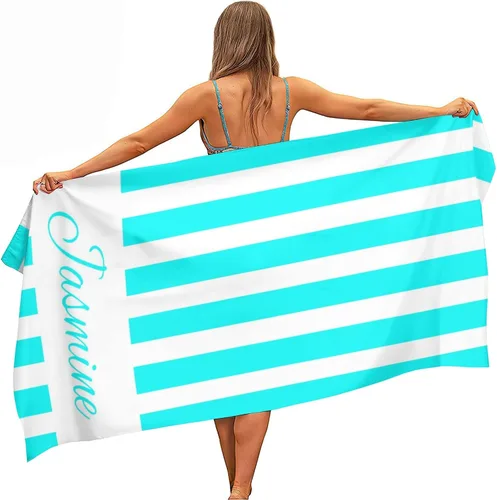 Vista 29 de Toallas de playa personalizadas para niños y adultos, toallas de playa a rayas personalizadas con nombre, toallas de microfibra sin arena