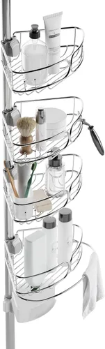Vista 14 de Zenna Home Organizador de esquina con poste de tensión, organizador de ducha ajustable con 4 cestas, organizador de barra de tensión de baño Negro
