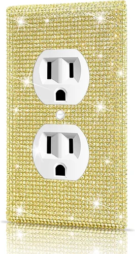Vista 38 de Dengduoduo Placas de pared, cubierta decorativa para interruptor de luz, cubiertas decorativas de tomacorrientes, diamantes de imitación plateados