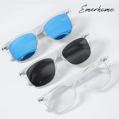 Vista 2 de Gafas Bluetooth inteligentes Emerhome AI Voice Assistant, Lightweight, 8-Hour Battery Life, Auto Pairing, Touch Control & Stereo Sound for Calls &