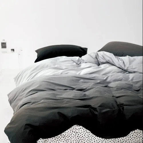 Vista 3 de Wellboo - Juego de edredón de tamaño matrimonial, ropa de cama de color gris gradiente sólido, gris plateado, gris claro, modernos, simples, blancos