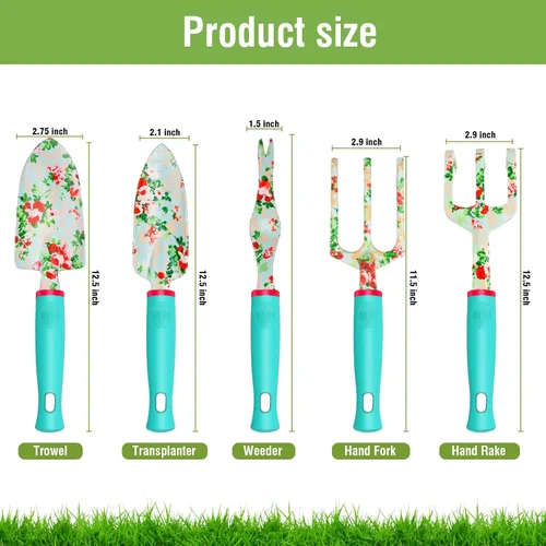 Vista 3 de Juego de Herramientas de Jardín WANCHI de 10 Piezas de Servicio Pesado Juego de Herramientas de Jardín Florales Regalos de Jardinería para Mujeres