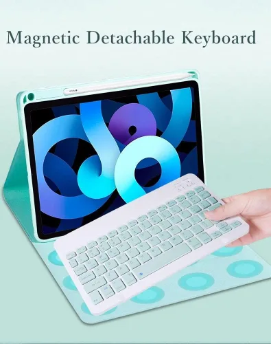Vista 3 de kaitesi Funda para teclado para iPad 9ª 8ª 7ª generación 10.2/ Air 3ª generación Pro 10.5, cubierta inteligente de folio inteligente con teclado