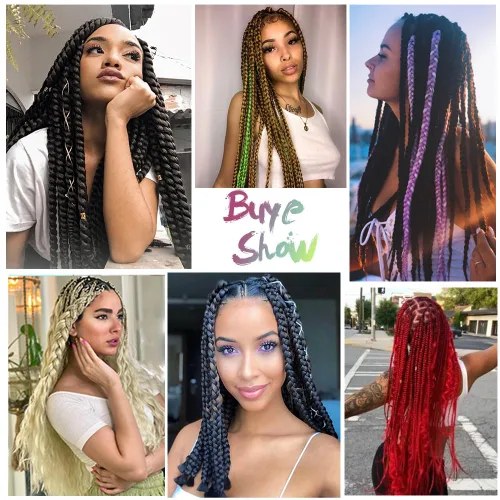 Vista 7 de Cabello para trenzar preestirado plateado, 20 pulgadas, 6 paquetes de extensiones de cabello trenzado Ombre preestiradas para mujeres, fibra