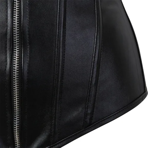 Vista 5 de Kranchungel - Corsé para mujer de tallas extragrandes, corsé steampunk de piel sintética, bustier con cremallera