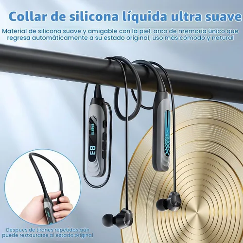 Vista 4 de MZYML - Auriculares Bluetooth con banda para el cuello 5.4, IPX5 impermeables con micrófono, 80 horas de reproducción, 1000 horas de espera