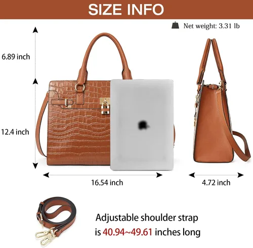 Vista 4 de BOSTANTEN Maletín para mujer 15.6 pulgadas cuero portátil bolsa vintage delgada abogada bolsa de negocios elegante bolso de trabajo
