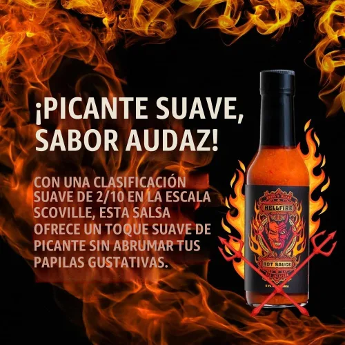 Vista 2 de Hellfire Devil's Blend Salsa picante de jalapeño rojo, galardonada, gourmet, rica y sabrosa, 5 onzas