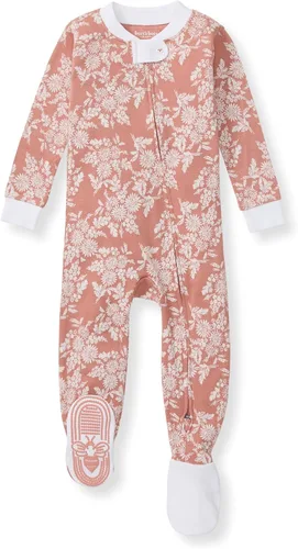 Vista 100 de Burt's Bees Baby Pijama para bebé niña, 100% algodón orgánico, pijama de una pieza, overol diagonal con cremallera, ajuste cómodo