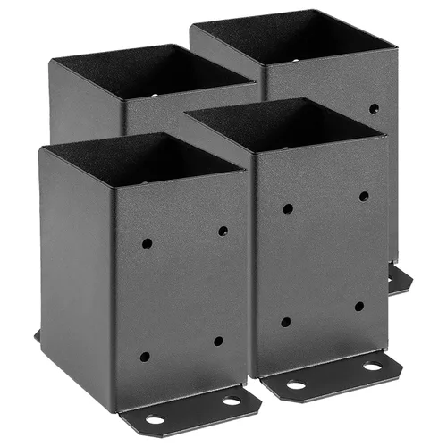 Vista 11 de SPACEEUP Base de Poste 4x4 2 Piezas, Tamaño Interior 3.6"x3.6" Base de Poste para Terraza, Anclaje de Poste Resistente con Recubrimiento en Polvo