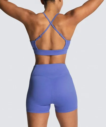 Vista 2 de IWEMEK Conjuntos de entrenamiento para mujer 2 piezas trajes de yoga leggings de cintura alta pantalones cortos y brasier deportivo ropa de gimnasio