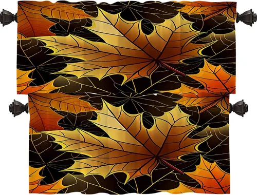 Vista 93 de Shrahala Art Nouveau Floral Pattern Blackout Curtain Tiers, Delicate Vine and Flower Design Kitchen Valance Light Blocking Tier Drapes with Rod