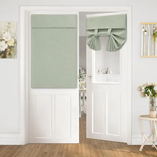Vista 27 de HOMEIDEAS Cortinas opacas de lino con luz lateral para puerta delantera, cortinas de ventana de puerta lateral, ventana pequeña, decoración moderna